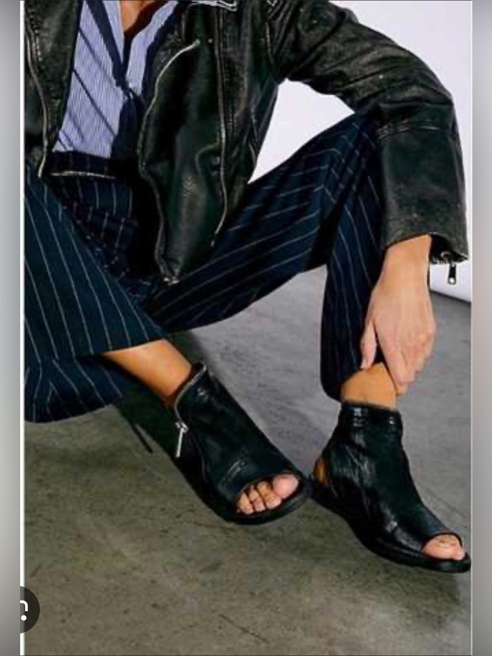 A.S.98 Ritchie Black Leather Open-Toe Zip Boot Sandal EU 37 US 6.5/7